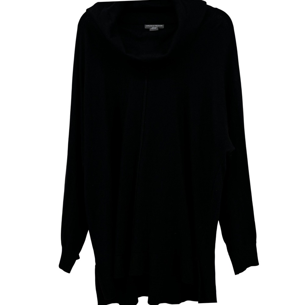 Black Cowl Neck Tunic Sweater Women's Plus Size 2X Workwear Minimalist‎ Gothic